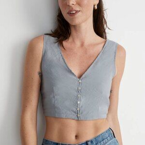 NWT Madewell Softdrape Gwen Crop Button Top